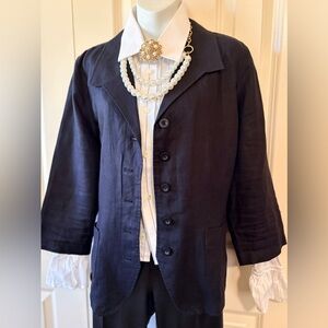 Linen blazer, Black, by Kim Rogers, size 18, Blazer only for sale